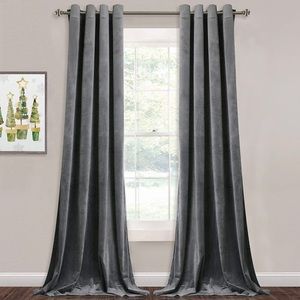 Grey Velvet floor length curtains 52” x 96”